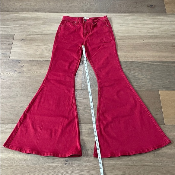 Shyanne Red Flare Bell Bottoms Denim Jeans Hippie Western Country Women's 30 - Picture 7 of 15